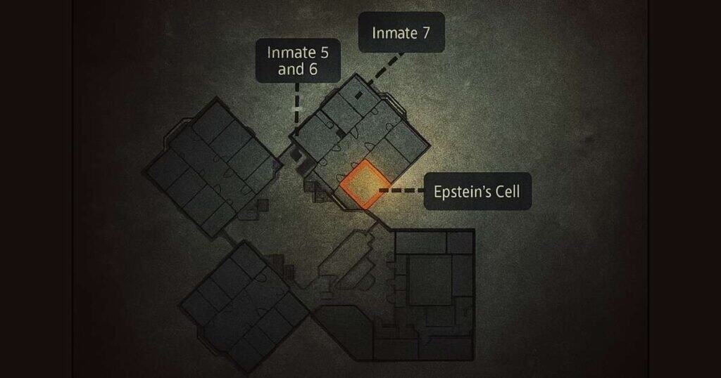 Diagram of surveillance failure outside Jeffrey Epstein’s cell